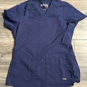 Women’s Grey’s Anatomy by Barco Navy Blue Scrub Top Small